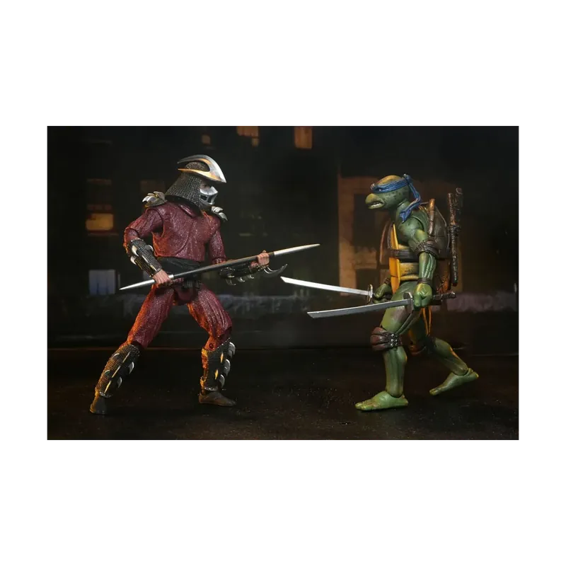 Solde Neca - TMNT - Leonardo vs Shredder - Teenage Mutant Ninja Turtles - Les Tortues Ninja - The Movie Figurine
