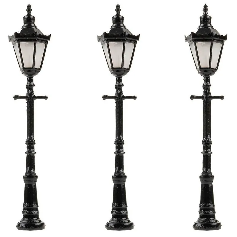 Meilleur Prix Accessoires pour Modélisme HO 3 Réverbères de parc LED, lanternes hexagonales