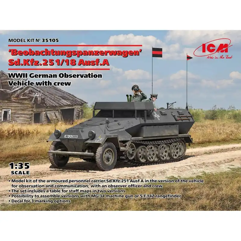 Maquette véhicule militaire Sd.Kfz.251/18 Ausf.A Beobachtungspanzerwagen - 1/35 Nouveauté