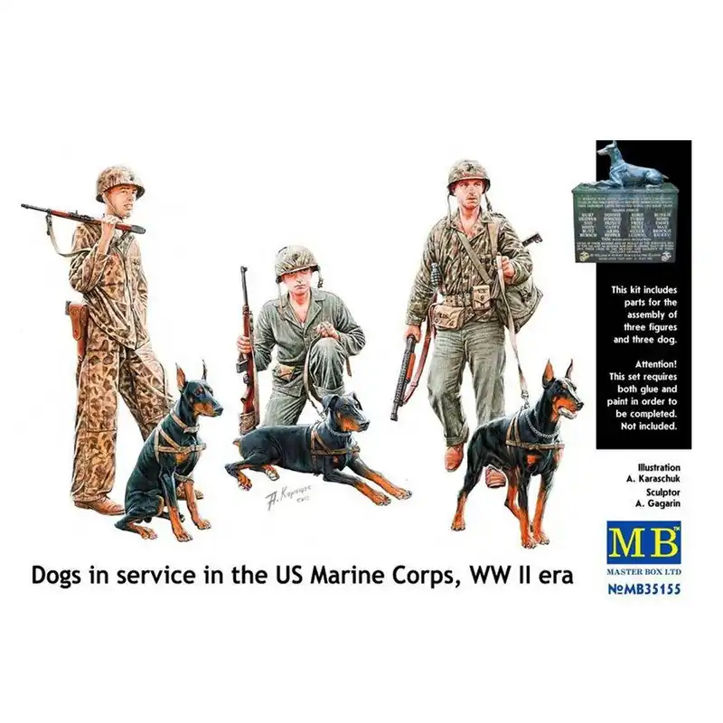 Figurines 2ème Guerre mondiale Service cynophile du corps des US Marines Prix Cassé