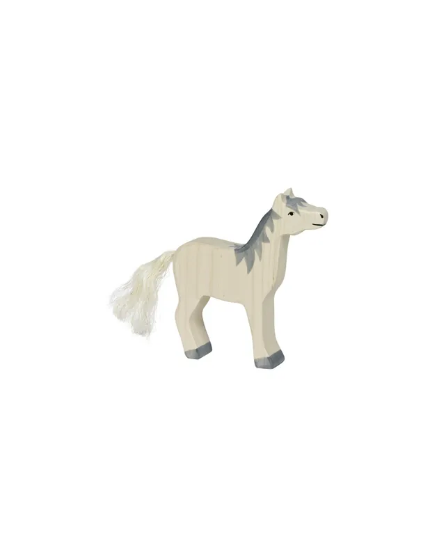 Figurine cheval Holztiger 80360 - Cheval, tête haute, crinière grise en bois Offre Du Jour