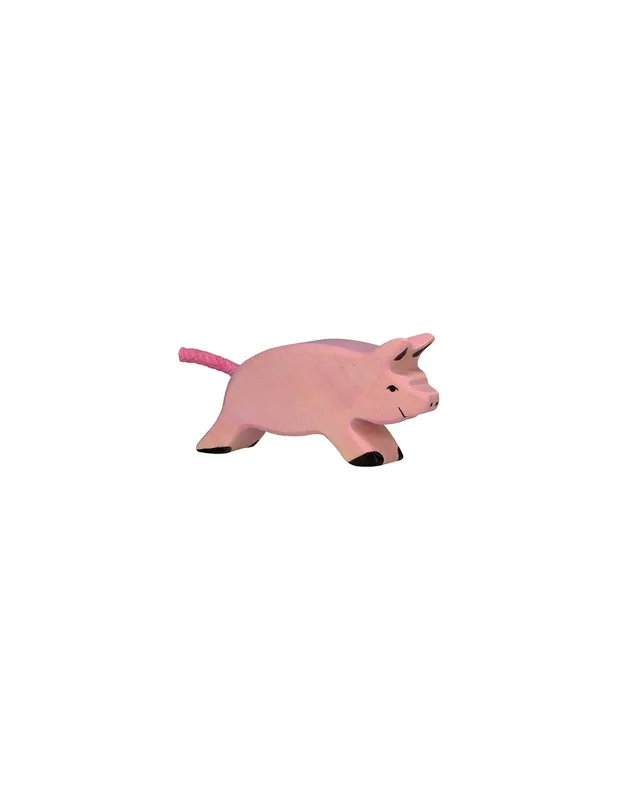 Figurine porcelet marchant Holztiger - Animaux de la Ferme (Jouet en bois) Offre Spéciale