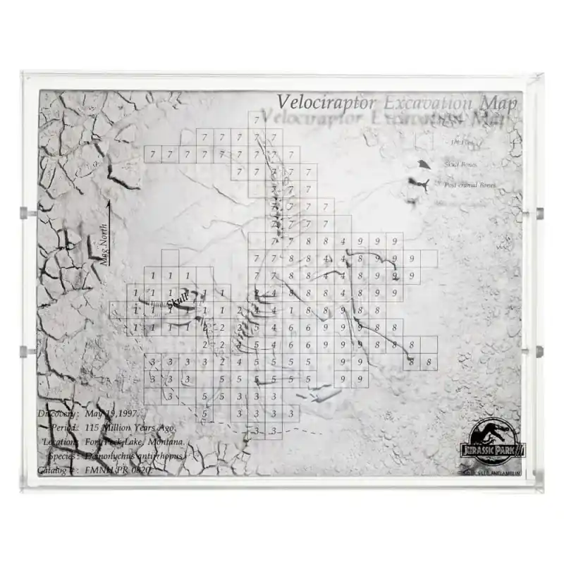Jusqu'à Épuisement Des Stocks Jurassic Park 3 Carte des fouilles Vélociraptor 27 cm