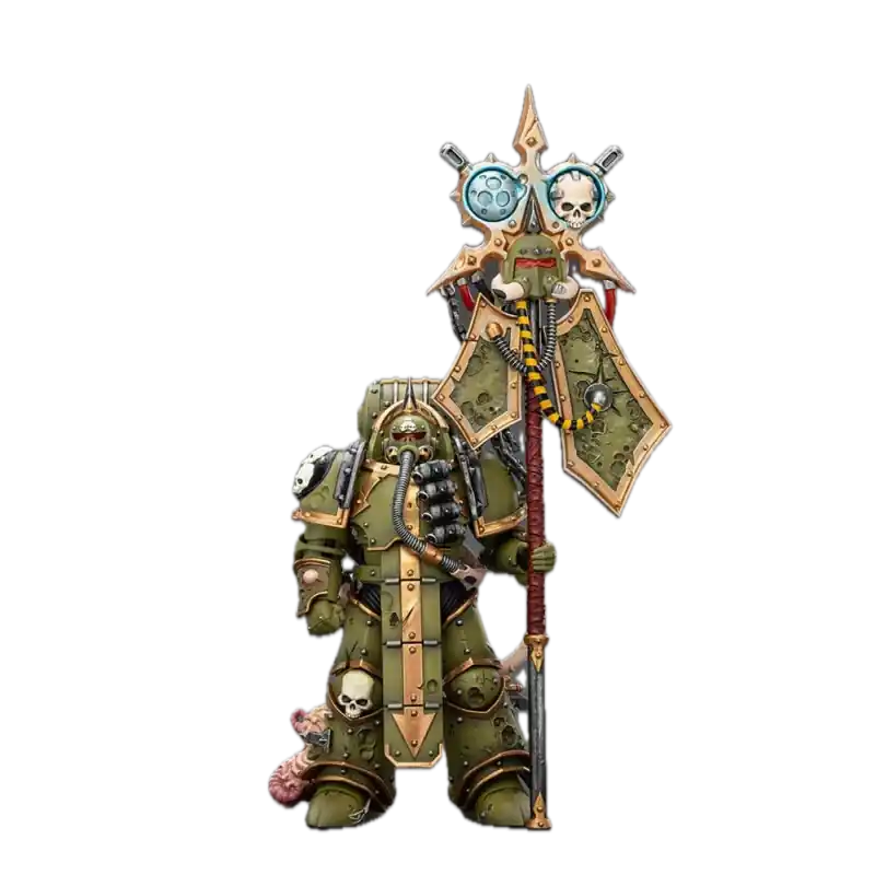 Warhammer 40,000 Action Figurine Death Guard Plague Marine Icon bearer with Boltgun and Plague knife 14cm Offre Spéciale
