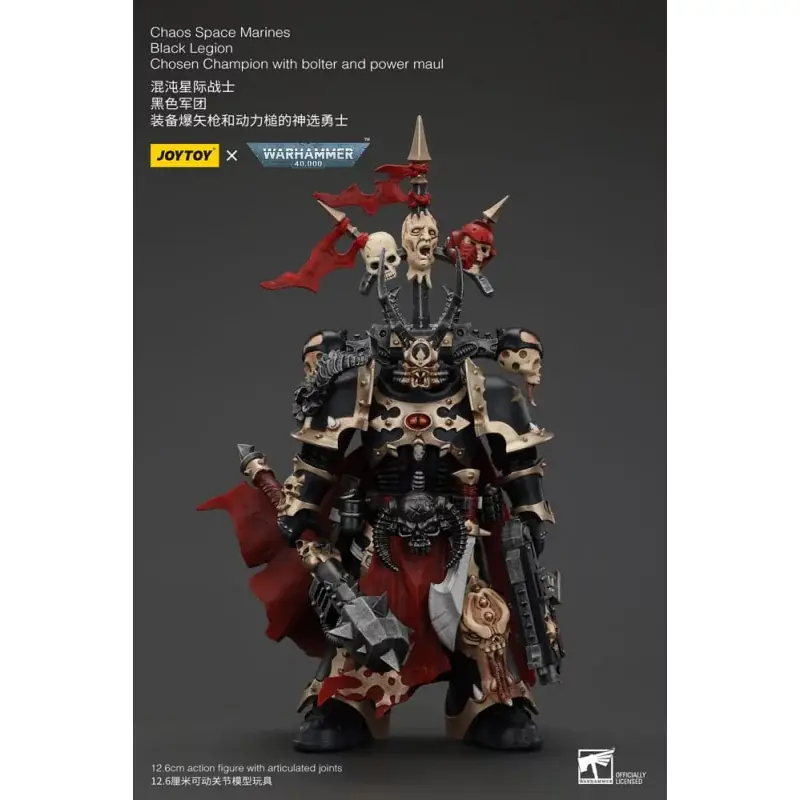 Offre Spéciale Warhammer 40k Action Figurine 1/18 Chaos Space Marines Black Legion Chosen Champion with bolter and power maul 20cm