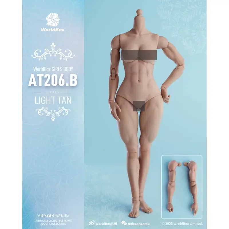 Girls Muscular Female Body light Tan Worldbox AT206B-T 1/6 Dernière Chance