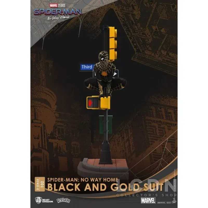 Promotion Spider-Man No Way Home Diorama D-Stage Spider-Man Black and Gold Suit 25cm